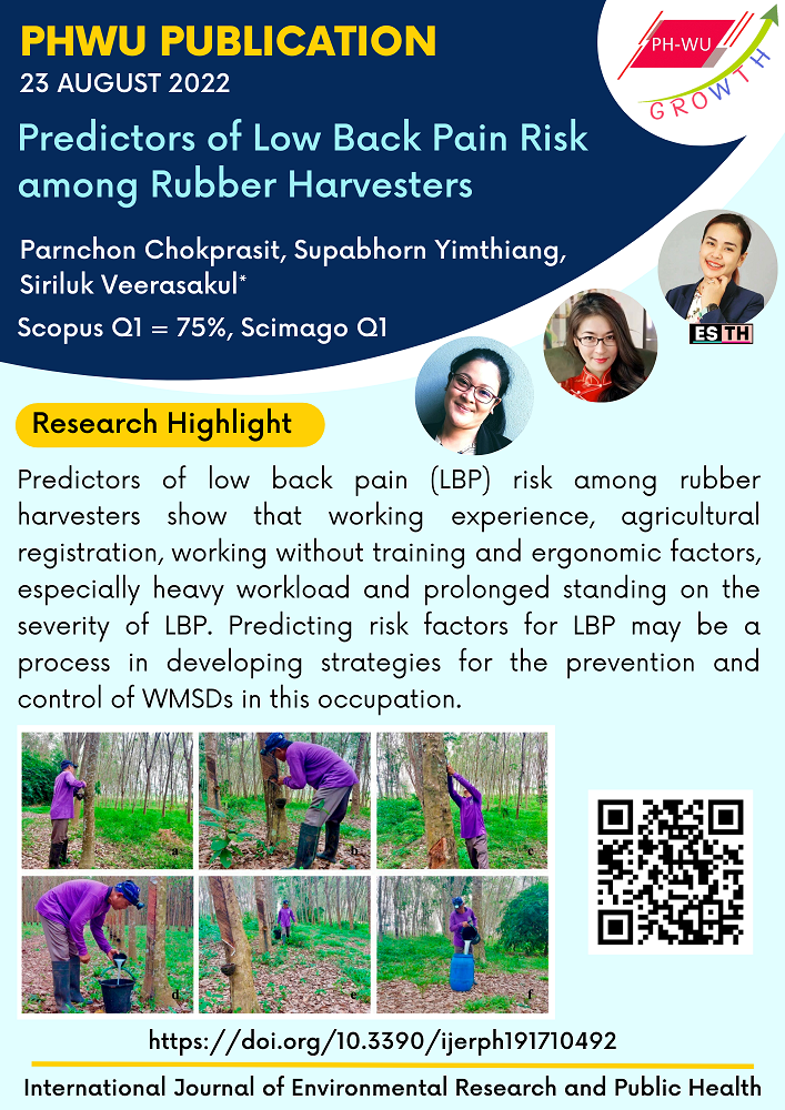 Predictors of Low Back Pain Risk among Rubber Harvesters